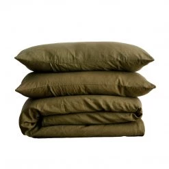 Cultiver Ready To Ship Now Angora Linen King Duvet Cover Set - Olive