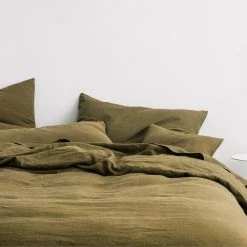 Cultiver Ready To Ship Now Angora Linen King Duvet Cover Set - Olive