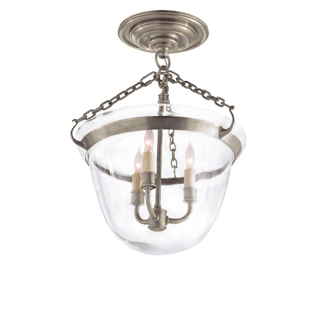 Visual Comfort Country Semi-Flush Bell Jar Lantern Lighting 3 Visual Comfort Country Semi-Flush Bell Jar Lantern Lighting