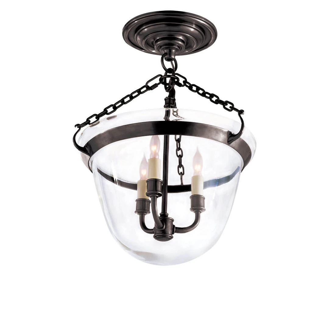 Visual Comfort Country Semi-Flush Bell Jar Lantern Lighting 4 Visual Comfort Country Semi-Flush Bell Jar Lantern Lighting
