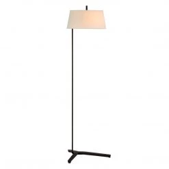 Visual Comfort Lighting Francesco Floor Lamp In Aged Iron With Linen Shade