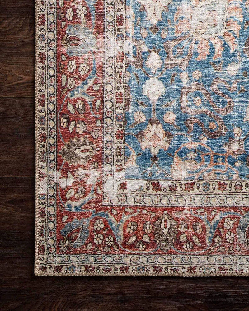 Loloi Rugs Loren Blue / Brick Rug DINING ROOM 5 Loloi Rugs Loren Blue / Brick Rug DINING ROOM