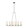 Visual Comfort Fontaine Linear Chandelier - Aged Iron With Linen Shades
