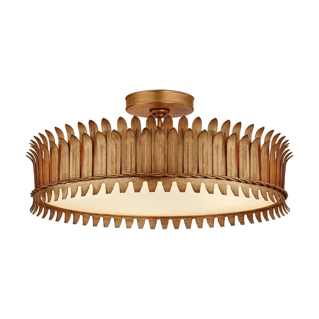 Visual Comfort Leslie Semi Flush - Gilded Iron 3 Visual Comfort Leslie Semi Flush - Gilded Iron