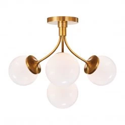 Visual Comfort Prescott Medium Semi-Flush Mount - White Glass Lighting